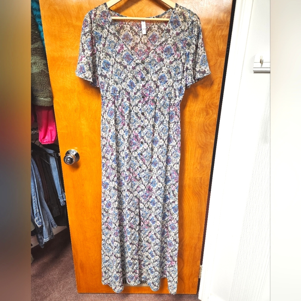 Xhilaration Multicolor Floral Patterned Maxi Dress/Duster S/M
